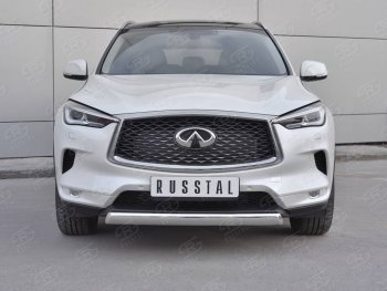 Защита переднего бампера (Ø75х42 дуга, нержавейка) Russtal INFINITI Qx50 (2018-2024)