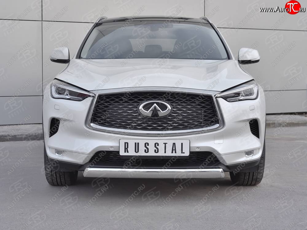 15 649 р. Защита переднего бампера (Ø75х42 дуга, нержавейка) Russtal INFINITI Qx50 J55 (2017-2022)  с доставкой в г. Санкт‑Петербург