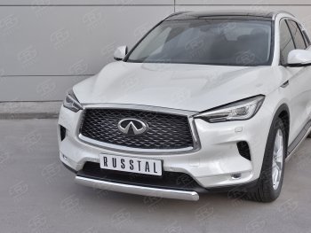 15 649 р. Защита переднего бампера (Ø75х42 дуга, нержавейка) Russtal INFINITI Qx50 J55 (2017-2022)  с доставкой в г. Санкт‑Петербург. Увеличить фотографию 2