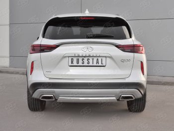 Защита заднего бампера (Ø75x42 мм, нержавейка) Russtal INFINITI Qx50 J55 (2017-2022)