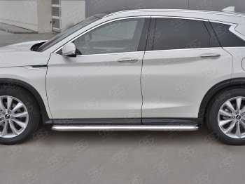 24 749 р. Порожки для ног Russtal (Ø63 мм) INFINITI Qx50 J55 (2017-2022) (Лист алюминиевый, труба - нержавейка)  с доставкой в г. Санкт‑Петербург. Увеличить фотографию 2