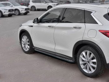 23 749 р. Порожки для ног Russtal (Ø63 мм)  INFINITI Qx50  J55 (2017-2022) (Лист алюминиевый, труба - сталь окрашенная в черный цвет)  с доставкой в г. Санкт‑Петербург. Увеличить фотографию 1