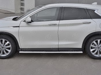 30 649 р. Защита порогов (Ø120x60 мм с проступью, нержавейка) Russtal INFINITI Qx50 J55 (2017-2022)  с доставкой в г. Санкт‑Петербург. Увеличить фотографию 3