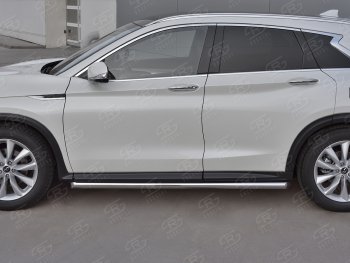 21 999 р. Защита порогов (Ø63 мм, нержавейка) SLITKOFF  INFINITI Qx50  J55 (2017-2022) (Металлические торцы под 45°)  с доставкой в г. Санкт‑Петербург. Увеличить фотографию 3