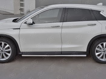 20 849 р. Защита порогов (Ø63 мм, нержавейка) SLITKOFF  INFINITI Qx50  J55 (2017-2022) (С пластиковыми заглушками на торцах)  с доставкой в г. Санкт‑Петербург. Увеличить фотографию 3