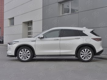 21 999 р. Защита порогов (Ø63 мм, нержавейка) SLITKOFF  INFINITI Qx50  J55 (2017-2022) (Металлические торцы под 90°)  с доставкой в г. Санкт‑Петербург. Увеличить фотографию 2