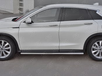 21 999 р. Защита порогов (Ø63 мм, нержавейка) SLITKOFF  INFINITI Qx50  J55 (2017-2022) (Металлические торцы под 90°)  с доставкой в г. Санкт‑Петербург. Увеличить фотографию 3