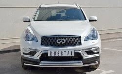 18 849 р. Защита переднего бампера (2 трубыØ42 мм, нержавейка) Russtal INFINITI Qx50 J50 дорестайлинг (2013-2016)  с доставкой в г. Санкт‑Петербург. Увеличить фотографию 1