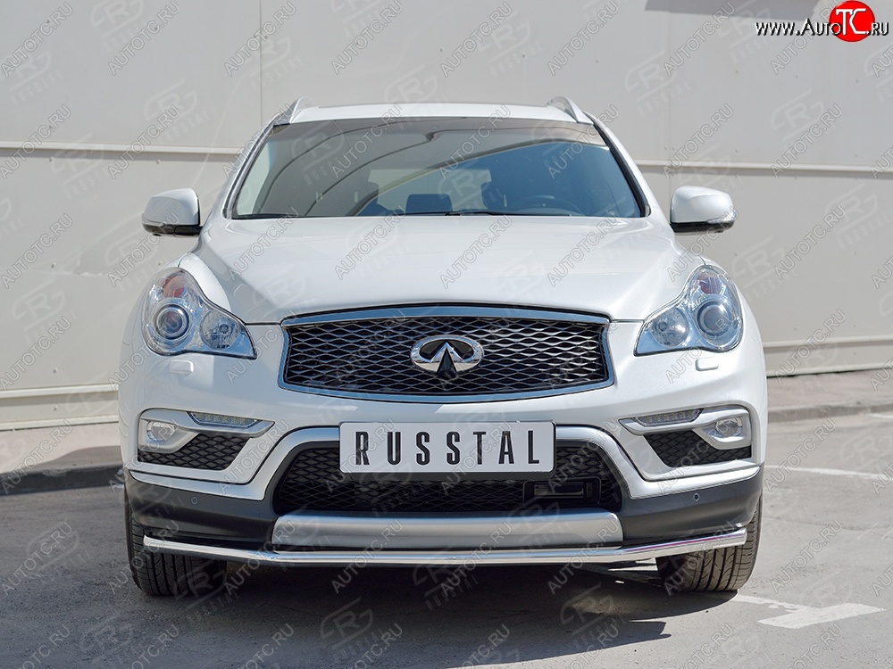 15 099 р. Защита переднего бампера (Ø42 мм, нержавейка) Russtal INFINITI Qx50 J50 дорестайлинг (2013-2016)  с доставкой в г. Санкт‑Петербург