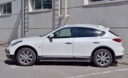 Защита порогов из круглой трубы диаметром 42 мм (рестайлинг) Russtal INFINITI Qx50 J50 дорестайлинг (2013-2016)