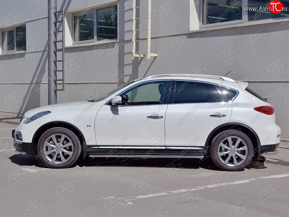 13 849 р. Защита порогов из круглой трубы диаметром 42 мм (рестайлинг) Russtal INFINITI Qx50 J50 дорестайлинг (2013-2016)  с доставкой в г. Санкт‑Петербург