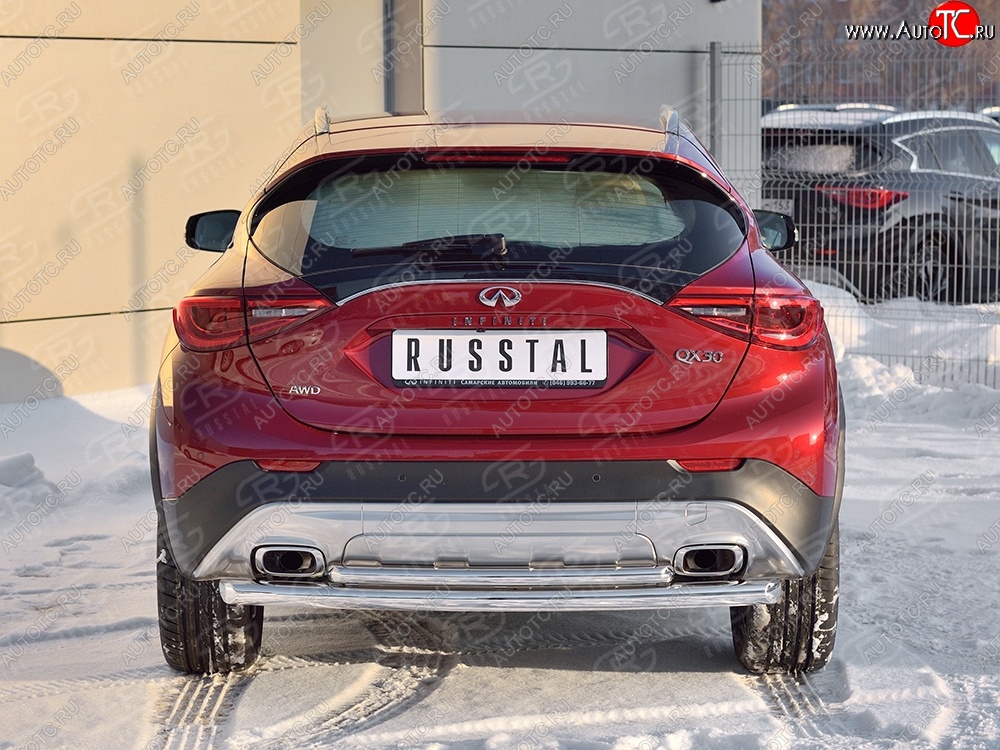 11 349 р. Защита заднего бампера (2 трубы Ø76 и 42 мм, нержавейка) Russtal  INFINITI Qx50  J50 (2013-2016) дорестайлинг  с доставкой в г. Санкт‑Петербург