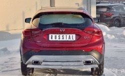 Защита заднего бампера (2 трубы Ø76х42 мм, нержавейка) Russtal INFINITI Qx50 (2014-2016)