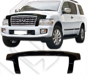 2 799 р. Дефлектор капота CA-Plastiс exclusive  INFINITI QX56  JA60 (2004-2007) дорестайлинг (Classic черный, Без надписи)  с доставкой в г. Санкт‑Петербург. Увеличить фотографию 1