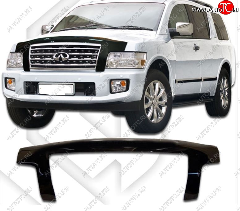 2 799 р. Дефлектор капота CA-Plastiс exclusive  INFINITI QX56  JA60 (2004-2007) дорестайлинг (Classic черный, Без надписи)  с доставкой в г. Санкт‑Петербург