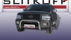 Усиленная защита переднего бампера из трубы диаметром 76 мм Slitkoff INFINITI (Инфинити) QX56 (КуХ) (2004-2010) JA60 дорестайлинг, JA60 рестайлинг