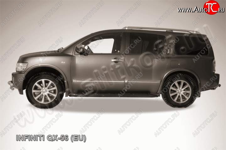 10 449 р. Защита штатного порога d42 Slitkoff  INFINITI QX56  JA60 (2004-2010) дорестайлинг, рестайлинг (Цвет: серебристый)  с доставкой в г. Санкт‑Петербург