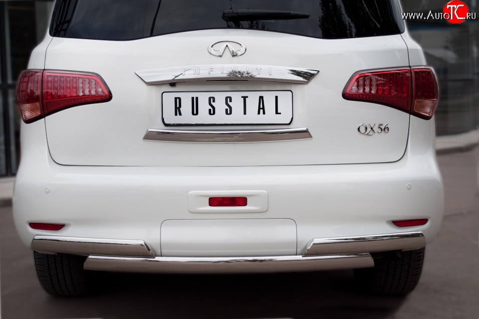 25 699 р. Защита заднего бампера (Ø75x42 мм, нержавейка) Russtal INFINITI QX56 Z62 (2010-2013)  с доставкой в г. Санкт‑Петербург