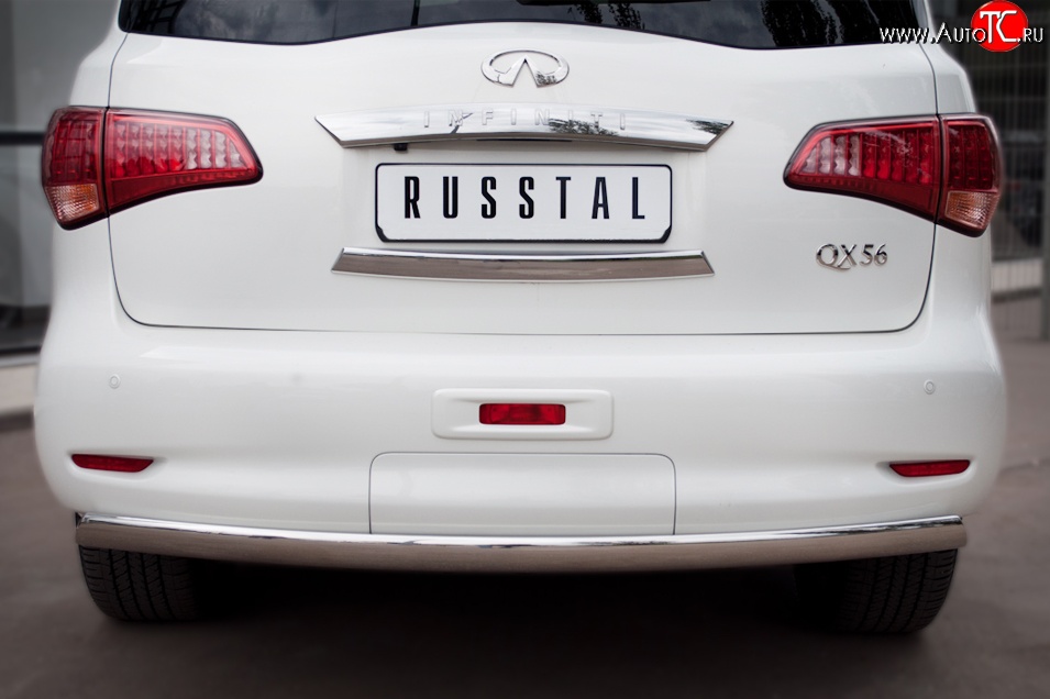 16 849 р. Защита заднего бампера (Ø75x42 мм, нержавейка) Russtal INFINITI QX56 Z62 (2010-2013)  с доставкой в г. Санкт‑Петербург