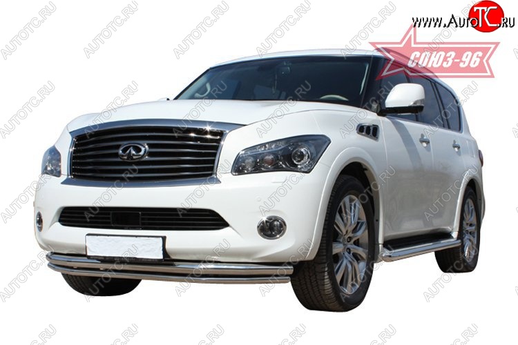 28 259 р. Защита переднего бампера двойная Souz-96 (d460/42) INFINITI QX56 Z62 (2010-2013)  с доставкой в г. Санкт‑Петербург