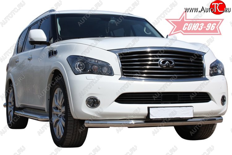 19 709 р. Защита переднего бампера одинарная Souz-96 (d76) INFINITI QX56 Z62 (2010-2013)  с доставкой в г. Санкт‑Петербург