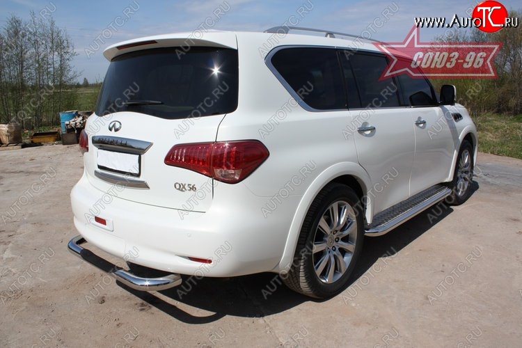 18 359 р. Защита заднего бампера с проступью Souz-96 (d76)  INFINITI QX56  Z62 (2010-2013)  с доставкой в г. Санкт‑Петербург