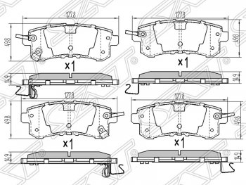 1 239 р. Колодки тормозные SAT (задние)  INFINITI QX56  Z62 (2010-2013), INFINITI QX80  Z62 (2013-2014), Nissan Patrol  6 (2010-2014)  с доставкой в г. Санкт‑Петербург. Увеличить фотографию 1