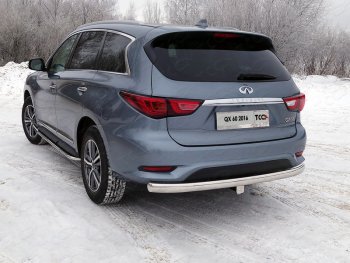 Защита заднего бампера (овальная) ТСС (нержавейка d75х42 мм) INFINITI QX60 L50 рестайлинг (2016-2021)