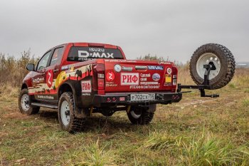 65 999 р. Бампер задний силовой РИФ (стандарт)  Isuzu D-Max ( RT85 DoubleCab,  RT85 SingleCab,  RT85 ExtendedCab,  RT85,TFR DoubleCab,  RT85,TFR SingleCab,  RT85,TFR ExtendedCab) (2011-2021) дорестайлинг, дорестайлинг, дорестайлинг, рестайлинг, рестайлинг, рестайлинг (С квадратом под фаркоп, калиткой и фонарями)  с доставкой в г. Санкт‑Петербург. Увеличить фотографию 5