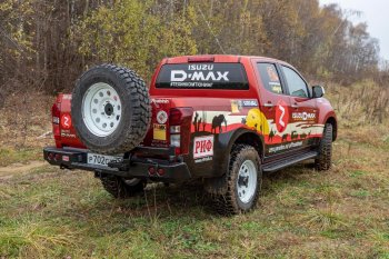 70 999 р. Бампер задний силовой РИФ (стандарт) Isuzu D-Max RT85 DoubleCab дорестайлинг (2011-2017) (С квадратом под фаркоп, калиткой и фонарями)  с доставкой в г. Санкт‑Петербург. Увеличить фотографию 6