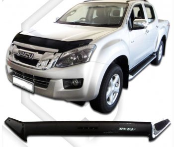 2 079 р. Дефлектор капота CA-Plastiс Isuzu D-Max RT85 DoubleCab дорестайлинг (2011-2017) (Classic черный, Без надписи)  с доставкой в г. Санкт‑Петербург. Увеличить фотографию 1