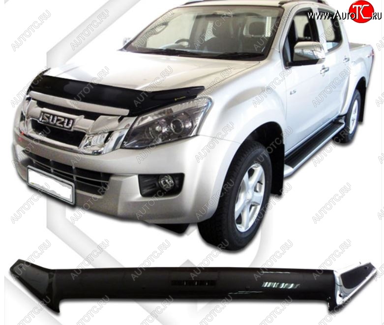 2 059 р. Дефлектор капота CA-Plastiс  Isuzu D-Max  RT85 DoubleCab (2011-2017) (Classic черный, Без надписи)  с доставкой в г. Санкт‑Петербург