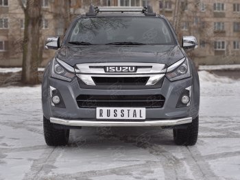 Защита переднего бампера (Ø 63 мм, нержавейка) Russtal Isuzu D-Max RT85,TFR DoubleCab рестайлинг (2015-2021)