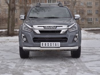 Защита переднего бампера (Ø 76 мм, нержавейка) Russtal Isuzu D-Max RT85,TFR DoubleCab рестайлинг (2015-2021)