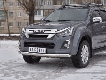 17 399 р. Защита переднего бампера (Ø 76 мм, нержавейка) SLITKOFF  Isuzu D-Max  RT85,TFR DoubleCab (2015-2021) рестайлинг  с доставкой в г. Санкт‑Петербург. Увеличить фотографию 2