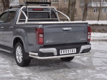 21 449 р. Защита заднего бампера (Ø63/63 мм, нержавейка) SLITKOFF  Isuzu D-Max  RT85,TFR DoubleCab (2015-2021) рестайлинг  с доставкой в г. Санкт‑Петербург. Увеличить фотографию 2