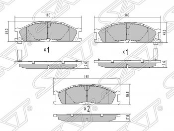 1 499 р. Колодки тормозные SAT (передние) Nissan Navara 2 D40 дорестайлинг (2004-2010)  с доставкой в г. Санкт‑Петербург. Увеличить фотографию 1