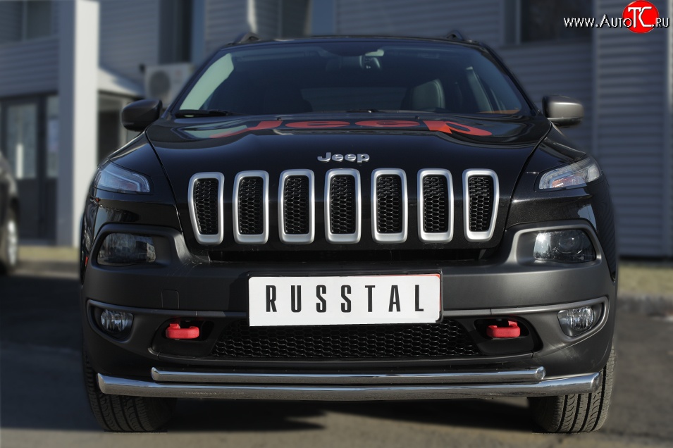 11 999 р. Защита переднего бампера (Trailhawk 2 трубыØ63 и 42 мм, нержавейка) Russtal    с доставкой в г. Санкт‑Петербург