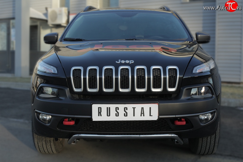 12 499 р. Защита переднего бампера (Trailhawk Ø42 мм волна, нержавейка) Russtal    с доставкой в г. Санкт‑Петербург