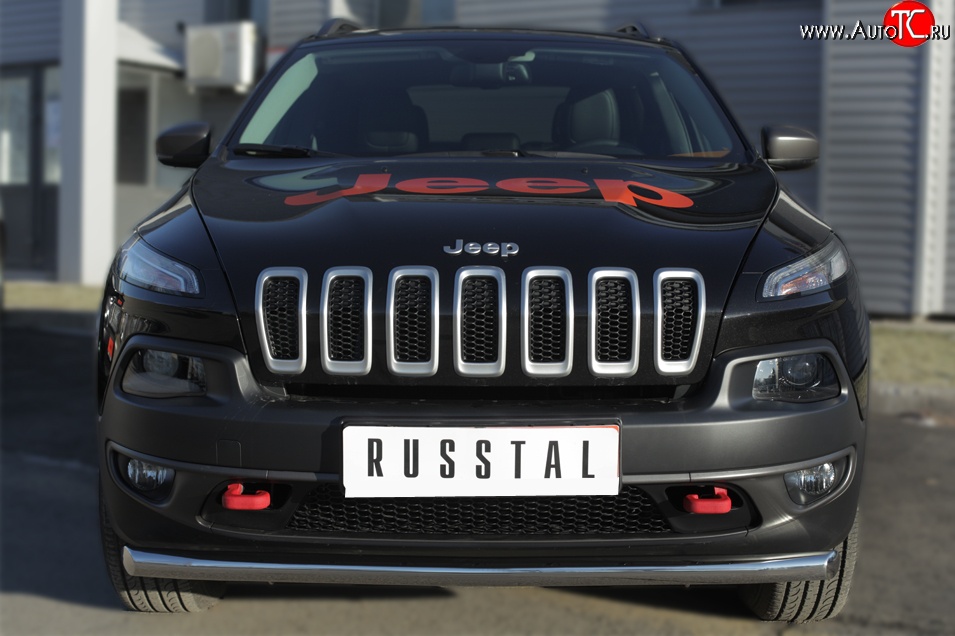 8 649 р. Одинарная защита переднего бампера диаметром 63 мм Russtal  Jeep Cherokee  Trailhawk (2014-2024)  с доставкой в г. Санкт‑Петербург