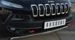 5 299 р. Защита переднего бампера (Trailhawk Ø75х42 мм, нержавейка) Russtal    с доставкой в г. Санкт‑Петербург. Увеличить фотографию 2