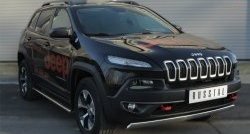 20 749 р. Защита порогов с круглыми вставками для ног (Trailhawk, нержавейка 75x42 мм) Russtal Jeep Cherokee KL дорестайлинг (2014-2017)  с доставкой в г. Санкт‑Петербург. Увеличить фотографию 4