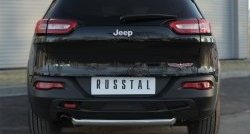 8 349 р. Одинарная защита заднего бампера из трубы диаметром 63 мм Russtal  Jeep Cherokee  Trailhawk (2014-2024)  с доставкой в г. Санкт‑Петербург. Увеличить фотографию 1