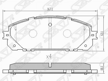 1 499 р. Колодки тормозные SAT (передние) Jeep Cherokee KL дорестайлинг (2014-2017)  с доставкой в г. Санкт‑Петербург. Увеличить фотографию 1