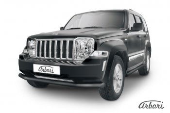 Защита переднего бампера Arbori (черная, 1 труба d76 mm). Jeep Cherokee KK (2007-2014)