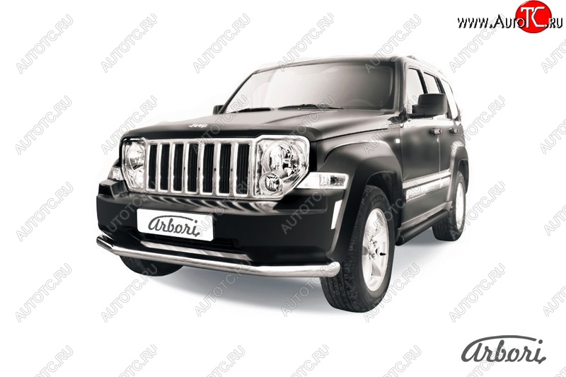 21 689 р. Защита переднего бампера Arbori (нержавейка, 1 труба d76 mm). Jeep Cherokee KK (2007-2014)  с доставкой в г. Санкт‑Петербург