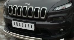 17 999 р. Защита переднего бампера (2 трубыØ63 и 42 мм, нержавейка) Russtal Jeep Cherokee KL дорестайлинг (2014-2017)  с доставкой в г. Санкт‑Петербург. Увеличить фотографию 3