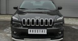 Защита переднего бампера (2 трубыØ63 и 42 мм, нержавейка) Russtal Jeep Cherokee KL дорестайлинг (2014-2017)