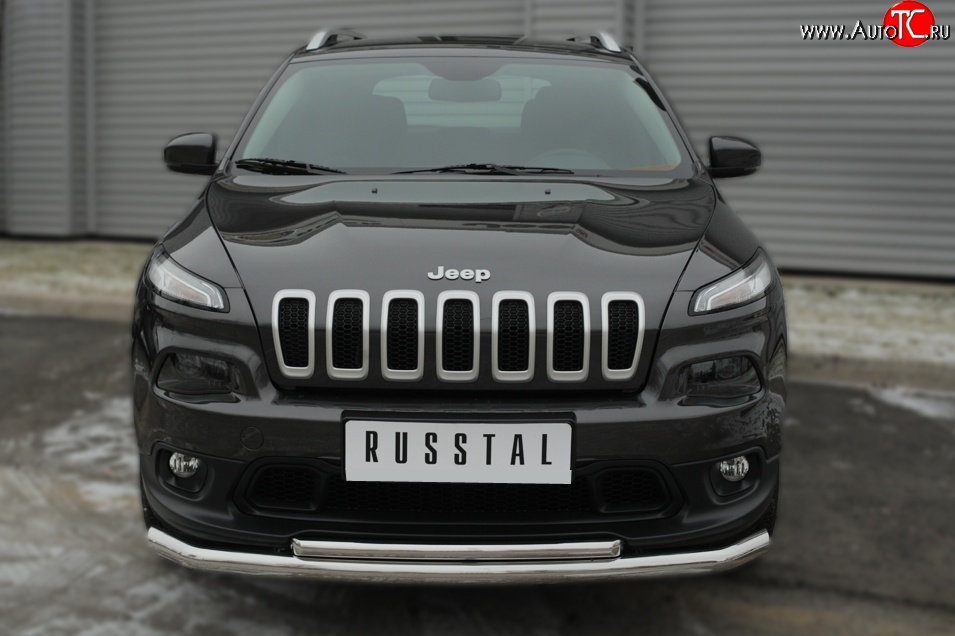 17 999 р. Защита переднего бампера (2 трубыØ63 и 42 мм, нержавейка) Russtal Jeep Cherokee KL дорестайлинг (2014-2017)  с доставкой в г. Санкт‑Петербург