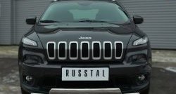 24 749 р. Защита переднего бампера (2 трубыØ75х42 мм, нержавейка) Russtal Jeep Cherokee KL дорестайлинг (2014-2017)  с доставкой в г. Санкт‑Петербург. Увеличить фотографию 1